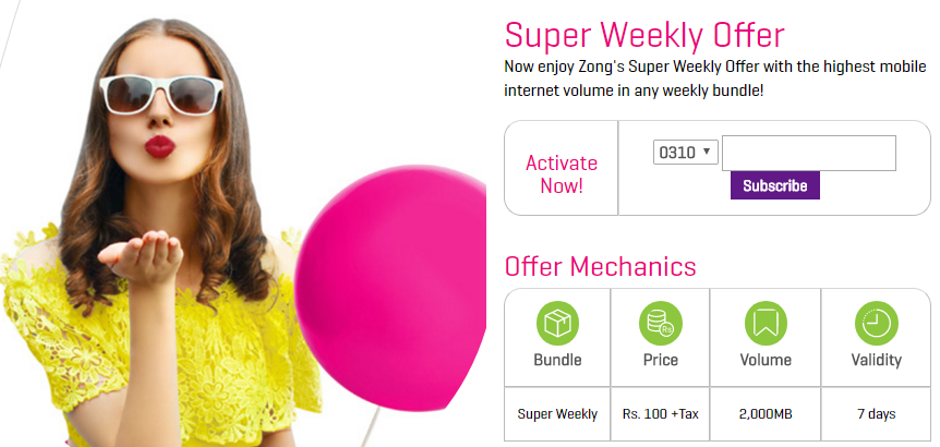zong weekly internet package 2GB